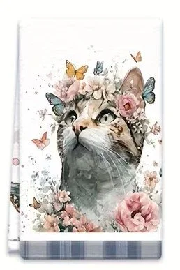 Left looking cat pink  floral grey boarder.jpg