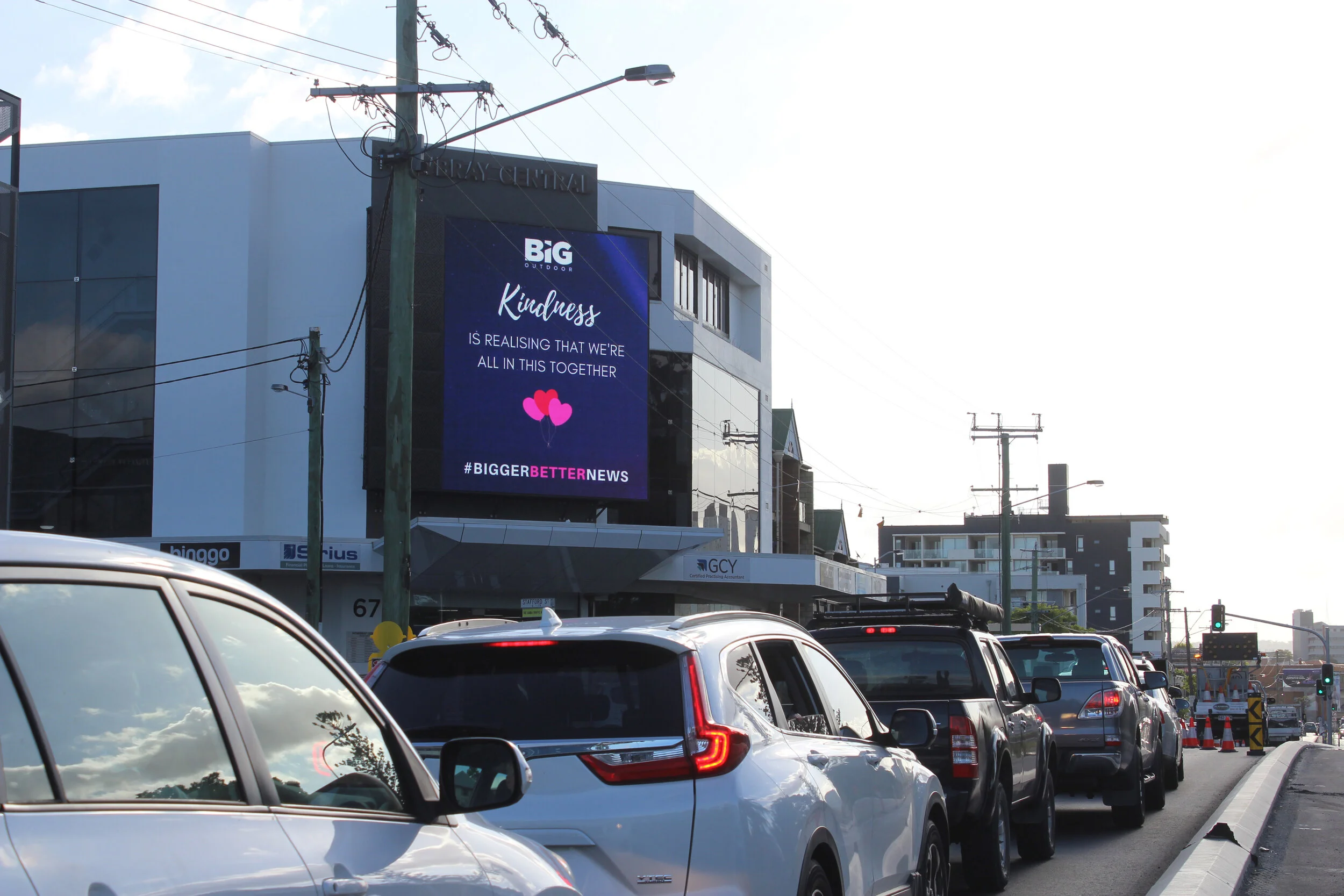 #BiggerBetterNews good news on East Brisbane digital billboard