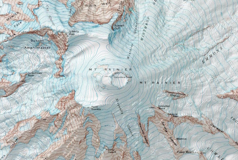 Topographic map of Mount Rainier