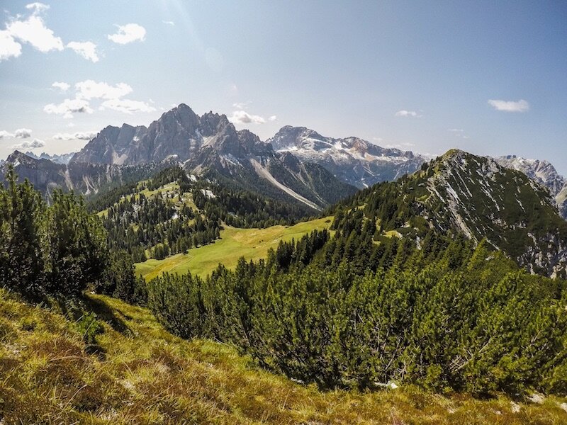 View of the Sexten Dolomites from the saddle