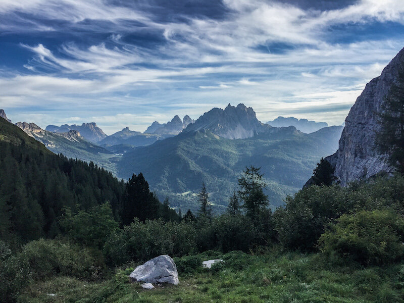 Morning views from Rifugio Vandelli in the Italian Dolomites