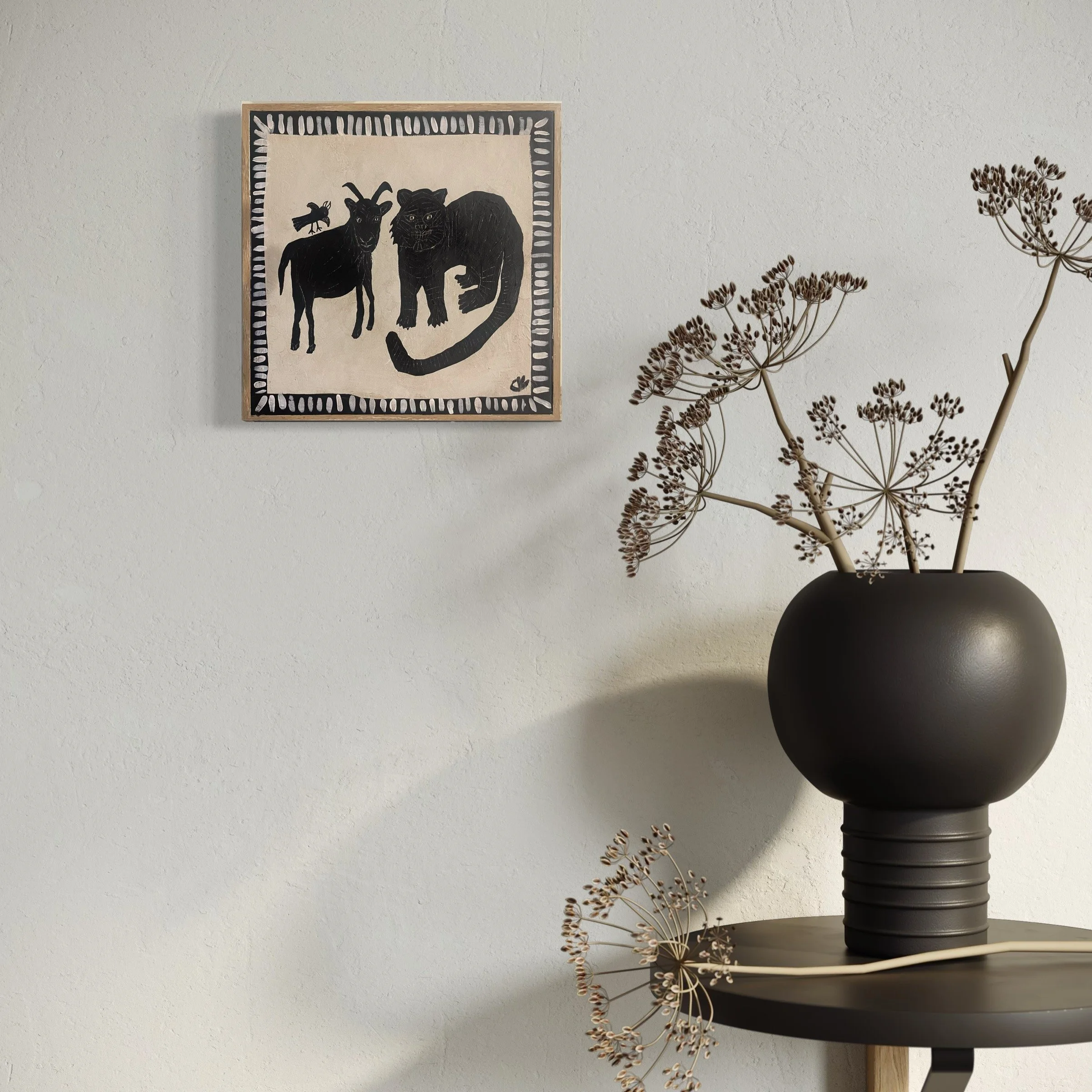 G o A t. T i G e R.  25.5 x 25.5cm paint & wax on canvas