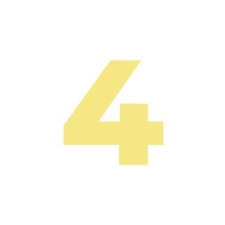 A yellow number four on a white background