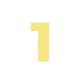 A large yellow number 1 on a white background.