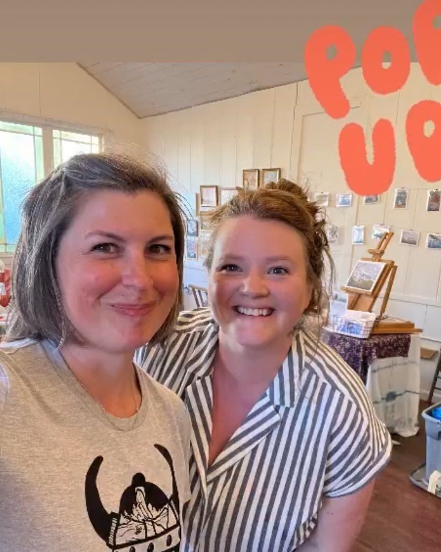 Opening night of the Pop Up with @kaimiadesigns @therosiefinn (not pictured, darn it!) was SO fun! Glad to share space, smiles, and eye rolls with these ladies as we collaborated to make these art days happen&hearts;️. Can&rsquo;t imagine a more chee