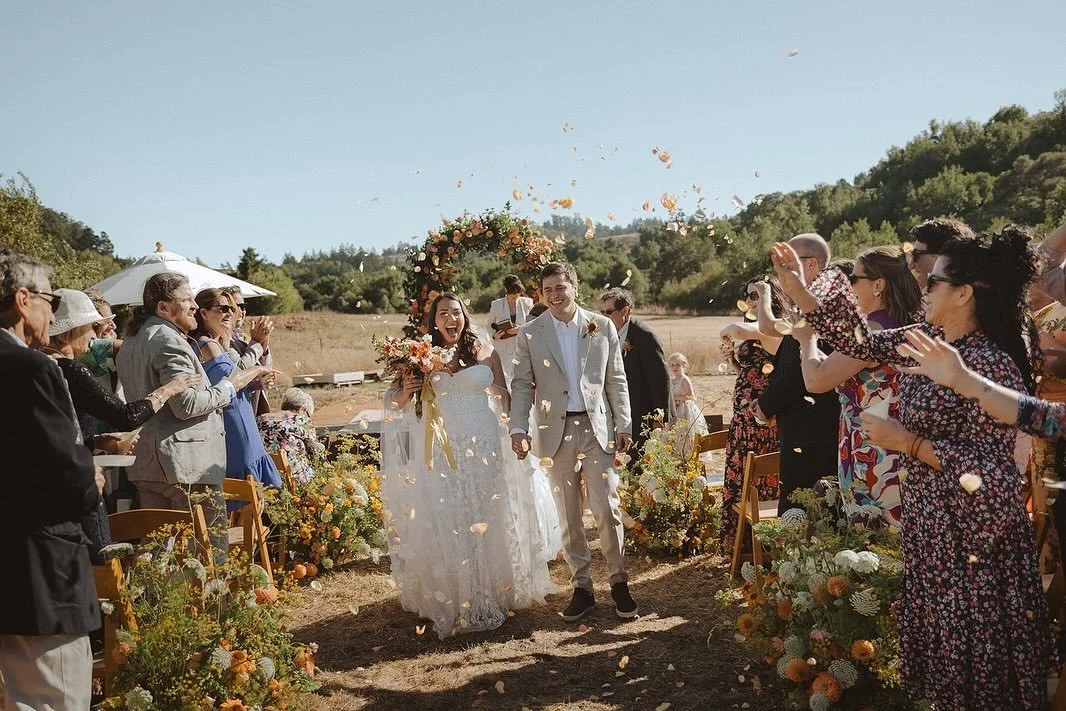 Rose and Cam&rsquo;s August wedding was a special one, held at their family flower farm in Sebastopol. All of their wedding flowers were grown right here, and I worked closely with the family and farm to source all that I&rsquo;d need for the designs