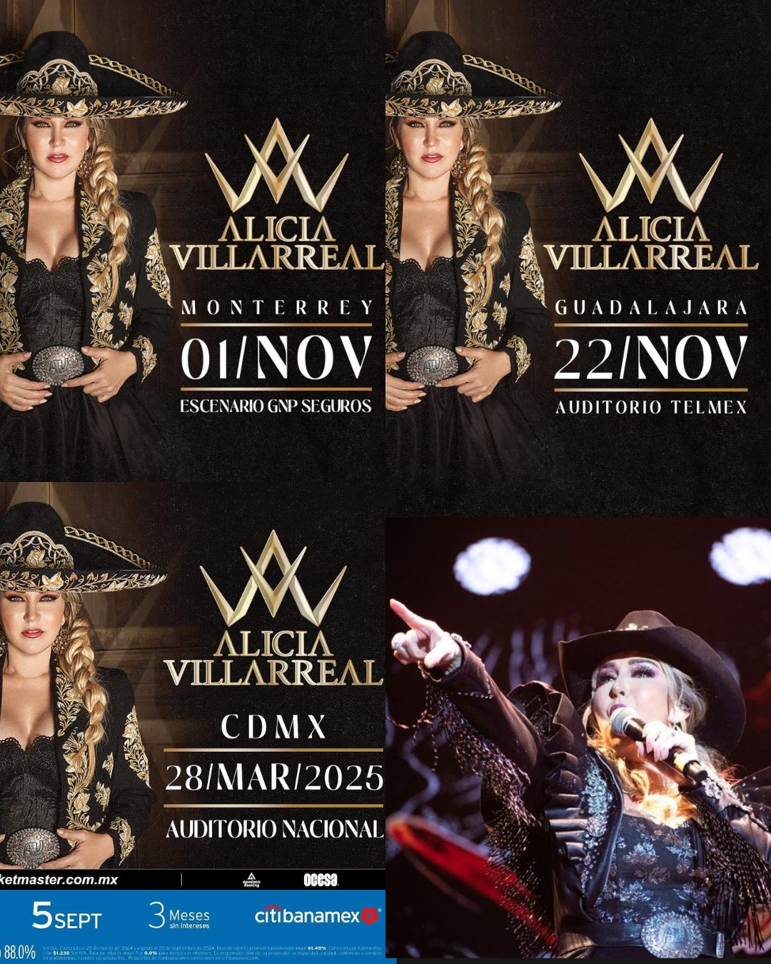 ALICIA VILLAREAL ANUNCIA 3 FECHAS EN MÉXICO
