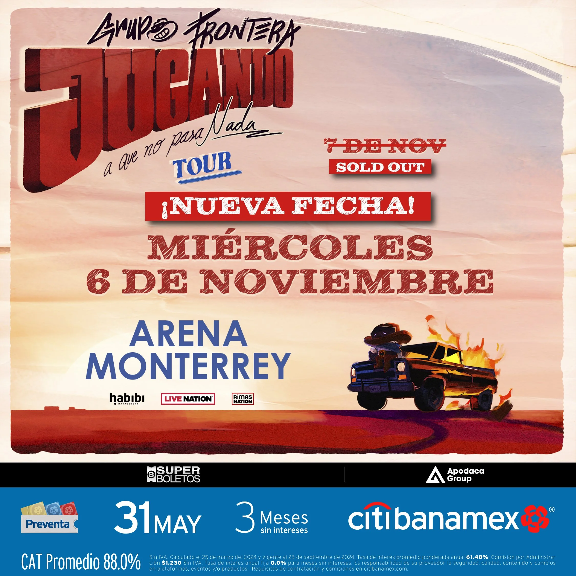 GRUPO FRONTERA MONTERREY: NUEVA FECHA