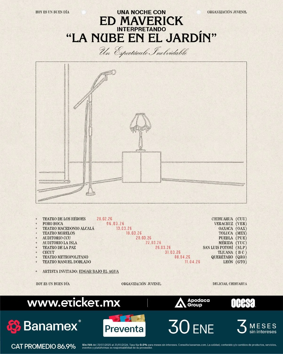 ED MAVERICK CONTINUA SU TOUR “NUBE EN EL JARDÍN”