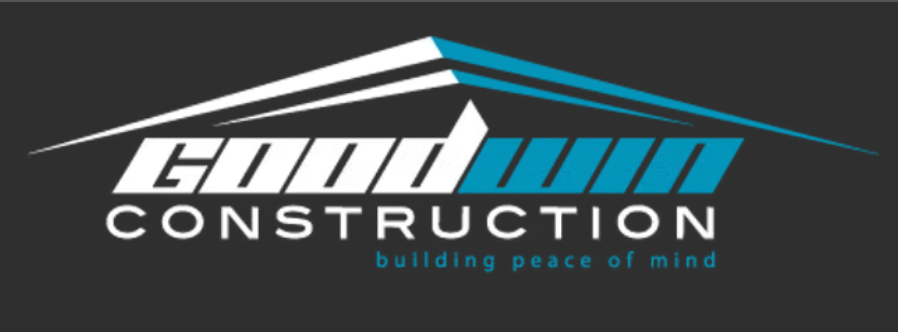 Good Win Construction logo with tagline building peace of mind on a dark background.