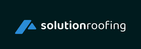Solution Roofing logo with blue and white design.