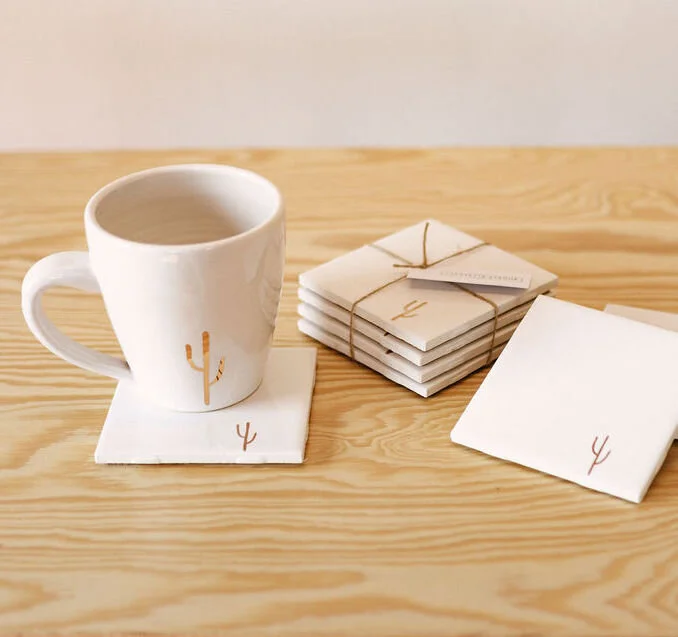 Gold Cactus Coaster Set  Lafayette Avenue Ceramics