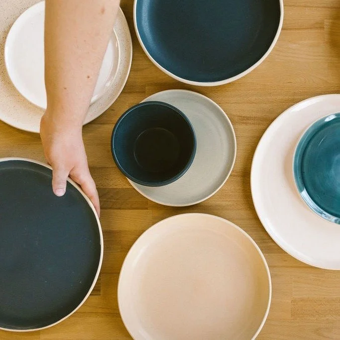We've got dishes for every occasion! Pick from an assortment of colors and put together your favorite set! If you use the code FRIENDS you can get 20% off in our shop :) 
-
-
 #handmade #ceramicstudio #ShopSmall #homedecor #pottery #wholesale #cerami