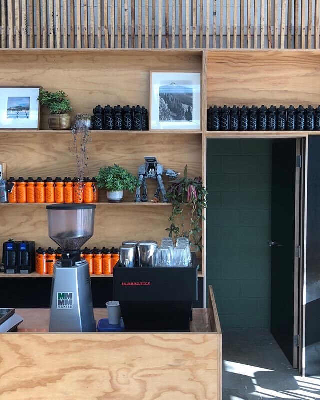 The all-important coffee station at @bikematters_torquay. This little retail project was a collaborative effort with a great client and a clever builder, and shows what can be achieved to create a warm and memorable interior within a pretty tight bud