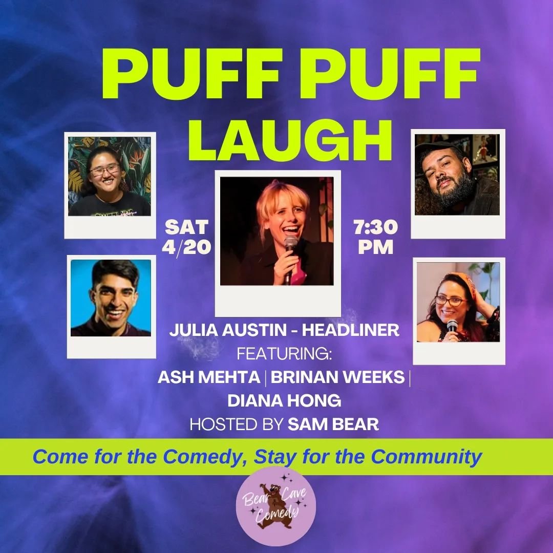 A date night you won't regret. Intimate comedy shows, locally owned venues, &amp; top rated comedians.

Get tickets to our Puff Puff Laugh event in Santa Barbara at @cbdofsantabarbara 👇

With a star studded lineup
@juliaaustinwastaken
@brinanweeks
@