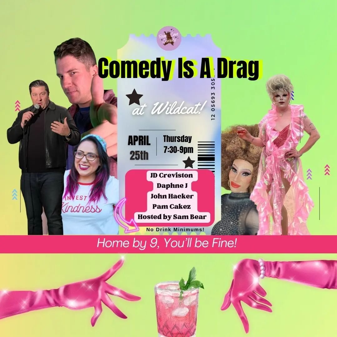 Catch me hosting @bearcavecomedy Comedy is a Drag Thursday night! You never had so much fun 😊