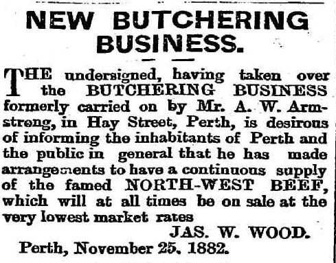 Adam Armstrong leaving his Butchering Business 1883National Library of AustraliaThe Daily News Fri 15 Jun 1883 Page 2 Advertising
