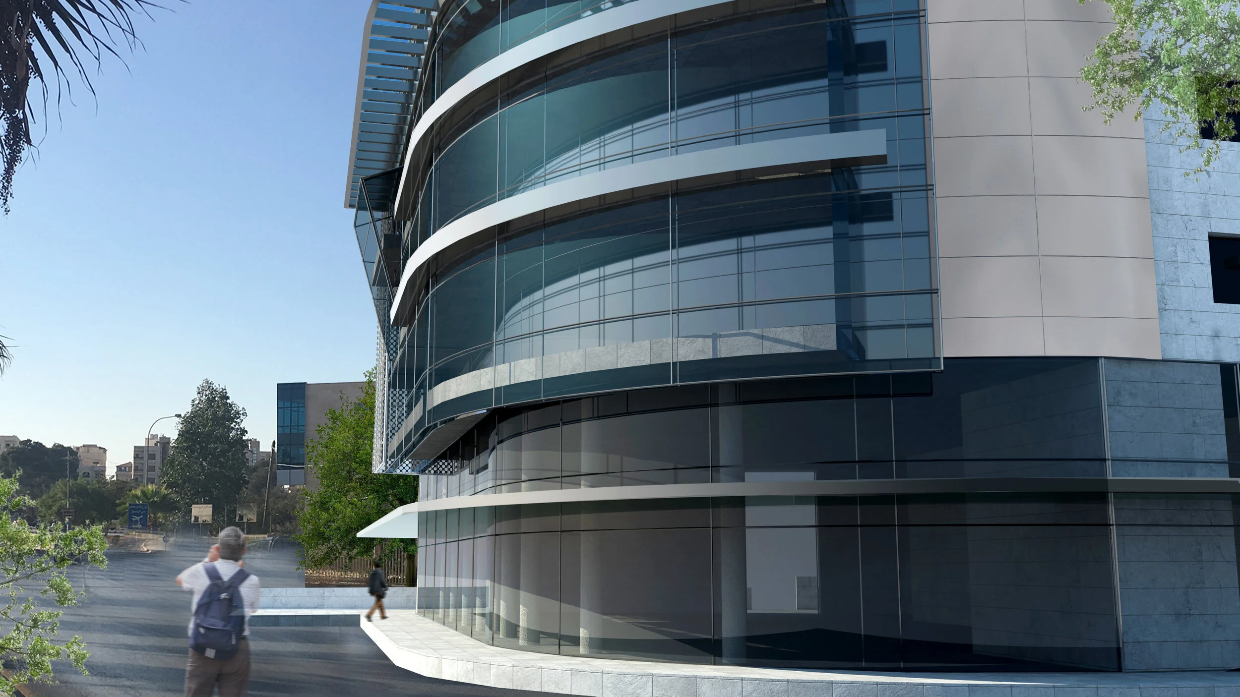 Modern office building design corner design