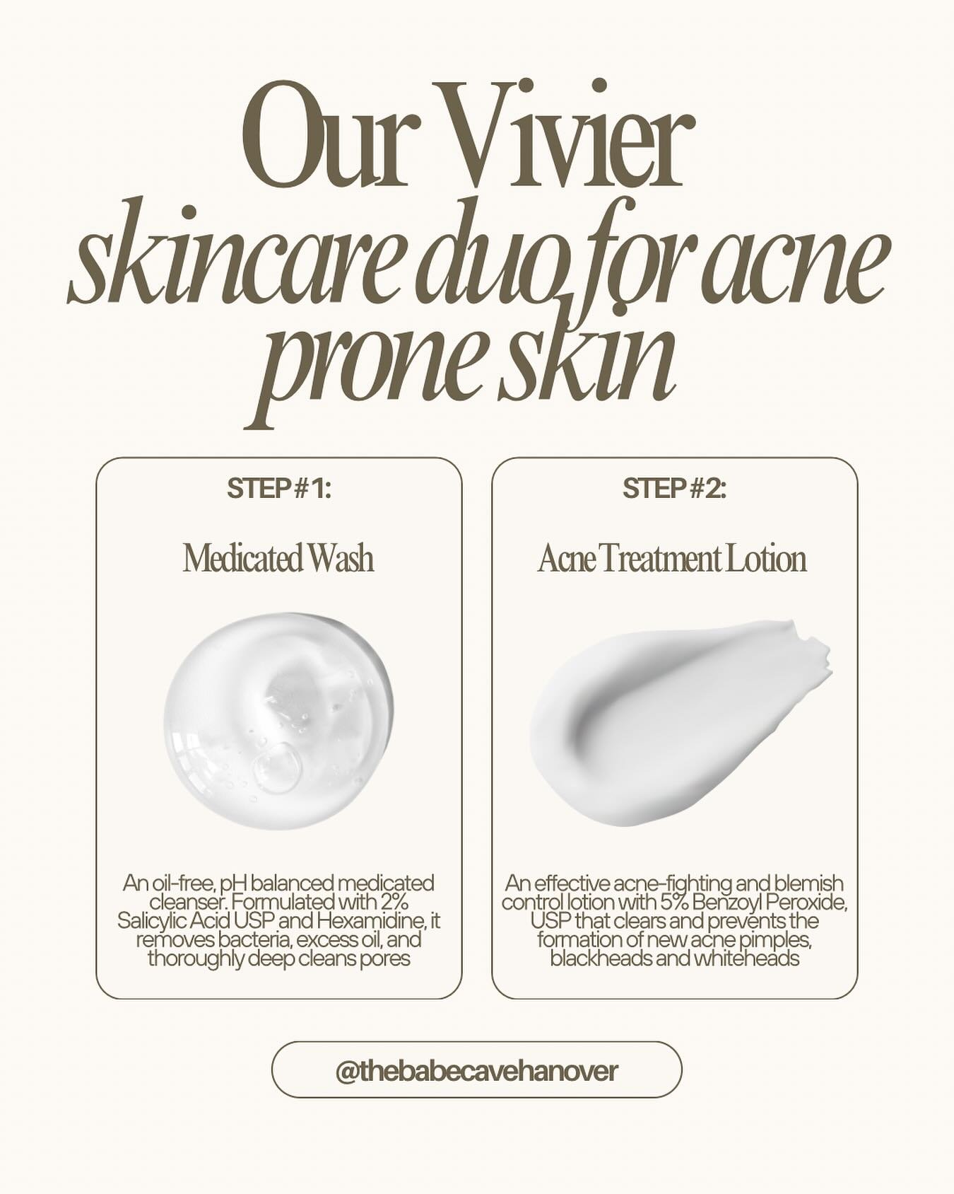 Say goodbye to breakouts and hello to clear, radiant skin ✨ with our Vivier 2-Step Acne-Prone Skin Routine
⁠
🫧 Step 1: Our Medicated Wash uses 2% Salicylic Acid + Hexamidine to deep clean pores, remove excess oil, and fight bacteria&mdash;leaving yo