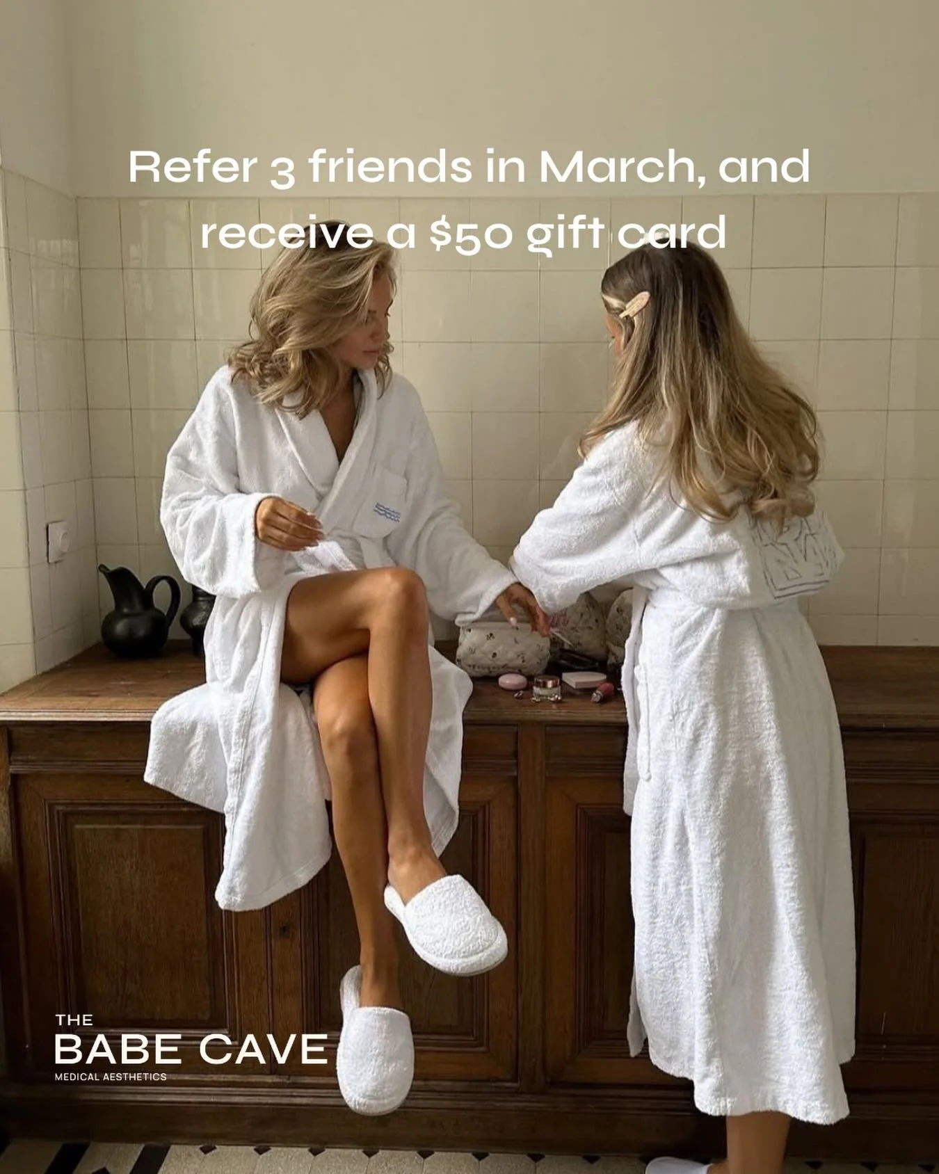 ✨ March Referral Special ✨

Love your Babe Cave results? Tell your friends!

Refer 3 new clients and once they&rsquo;ve all visited, you&rsquo;ll receive a $50 gift card toward your next service 💕

The biggest compliment is your referrals and I appr