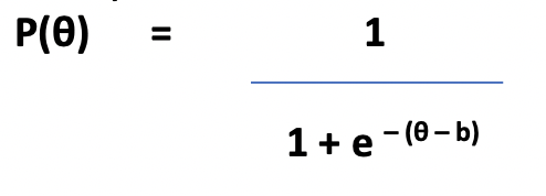 donde P(θ) es la probabilidad de que un candidato con un nivel de competencia θ responda correctamente a un punto de dificultad b.