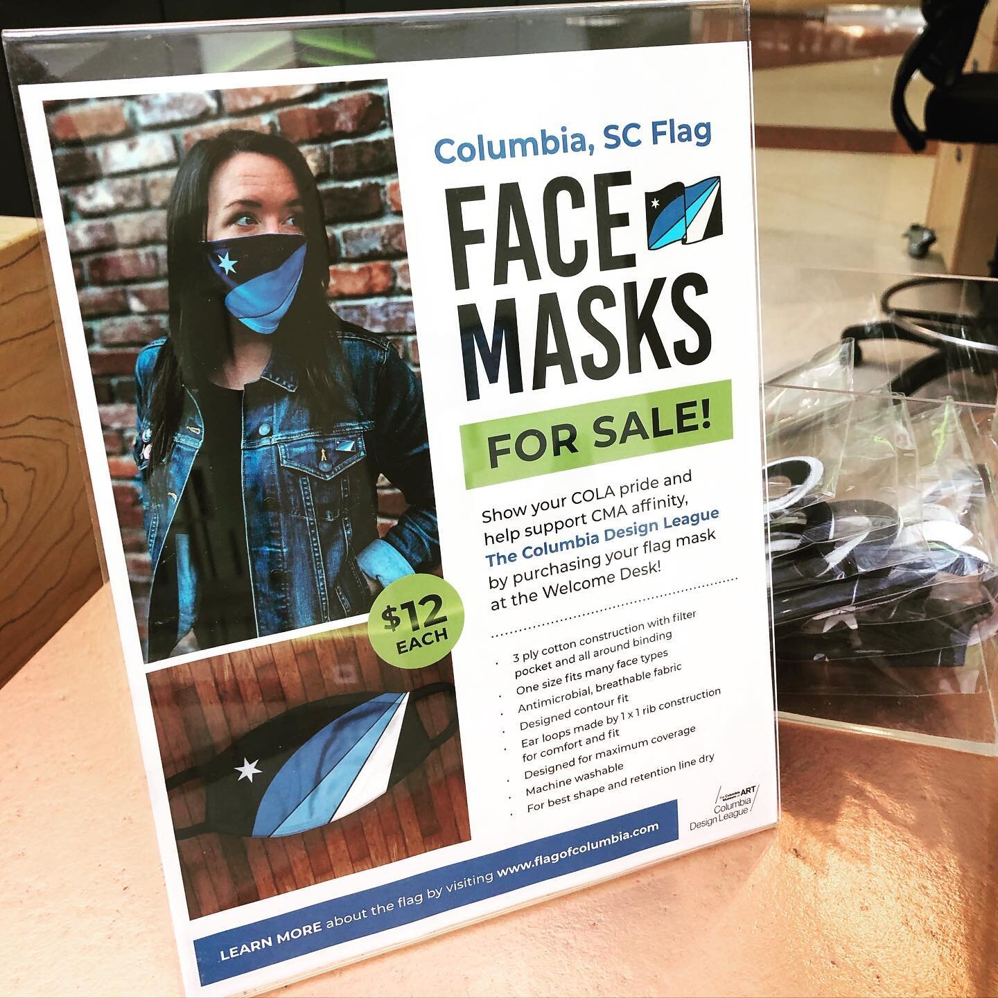 Get yourself an official #colaflag face mask from the @columbiadesignleague at the @colamuseum.