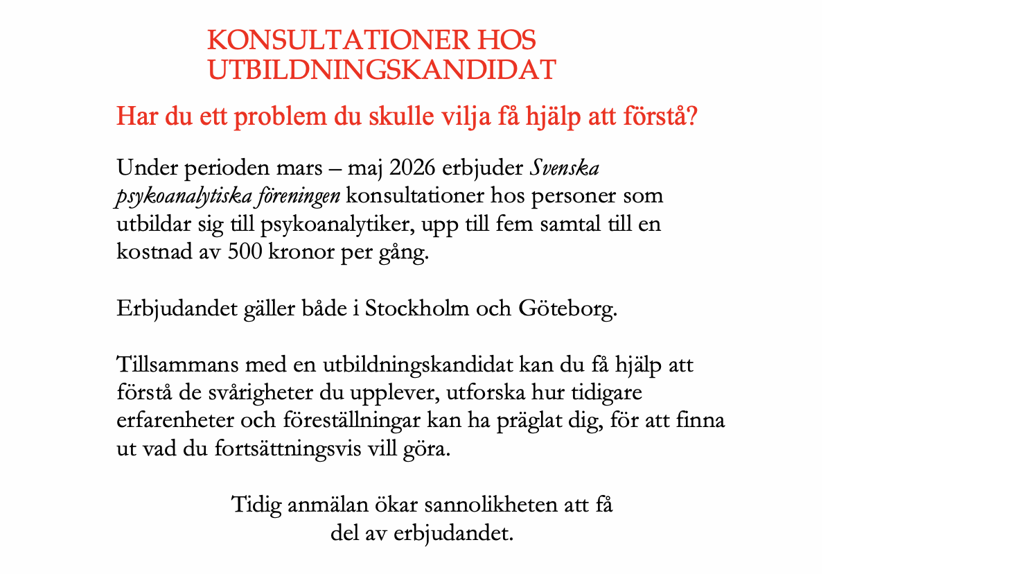Konsultationer hos utbildningskandidat - har du ett problem du skulle vilja få hjälp att förstå?