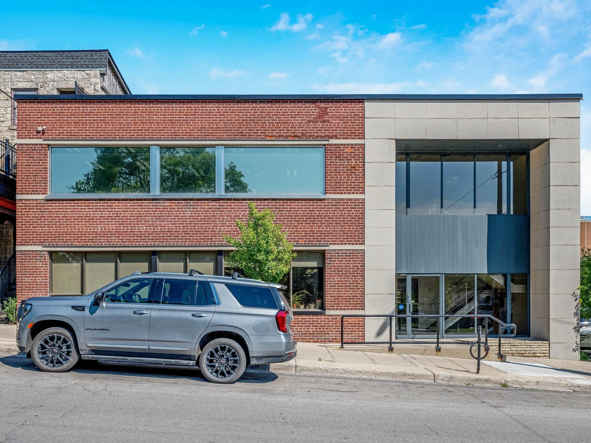 Brick exterior of the Guelph Mercury Building at 8 Macdonell Street, Guelph