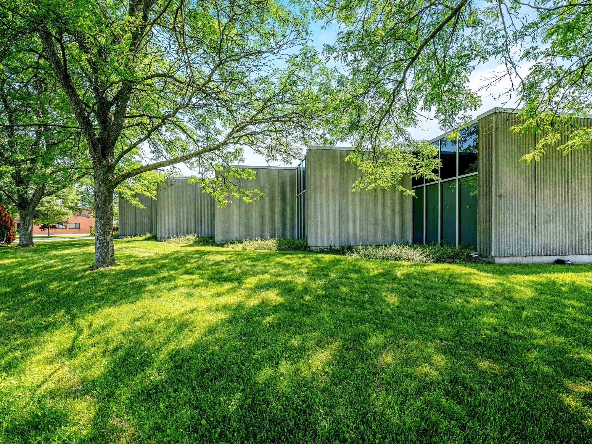 Lawn and front facade of the office and warehouse building at 546 Governors Road