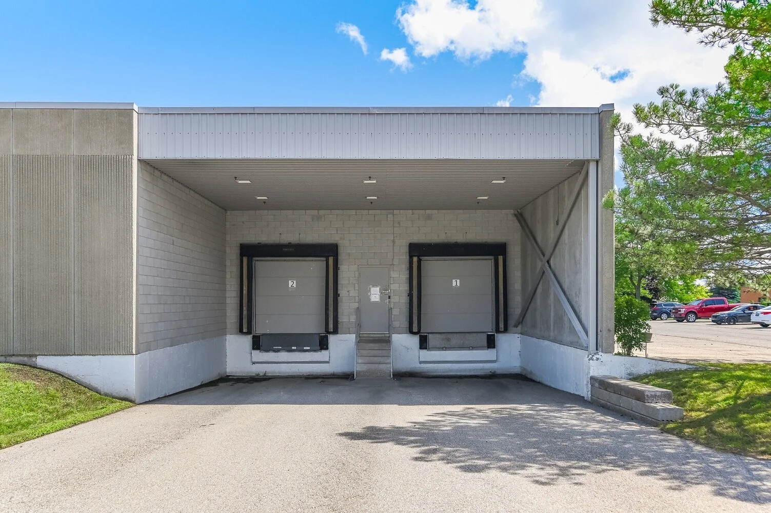 Loading dock at 546 Governors Road with two truck-level doors