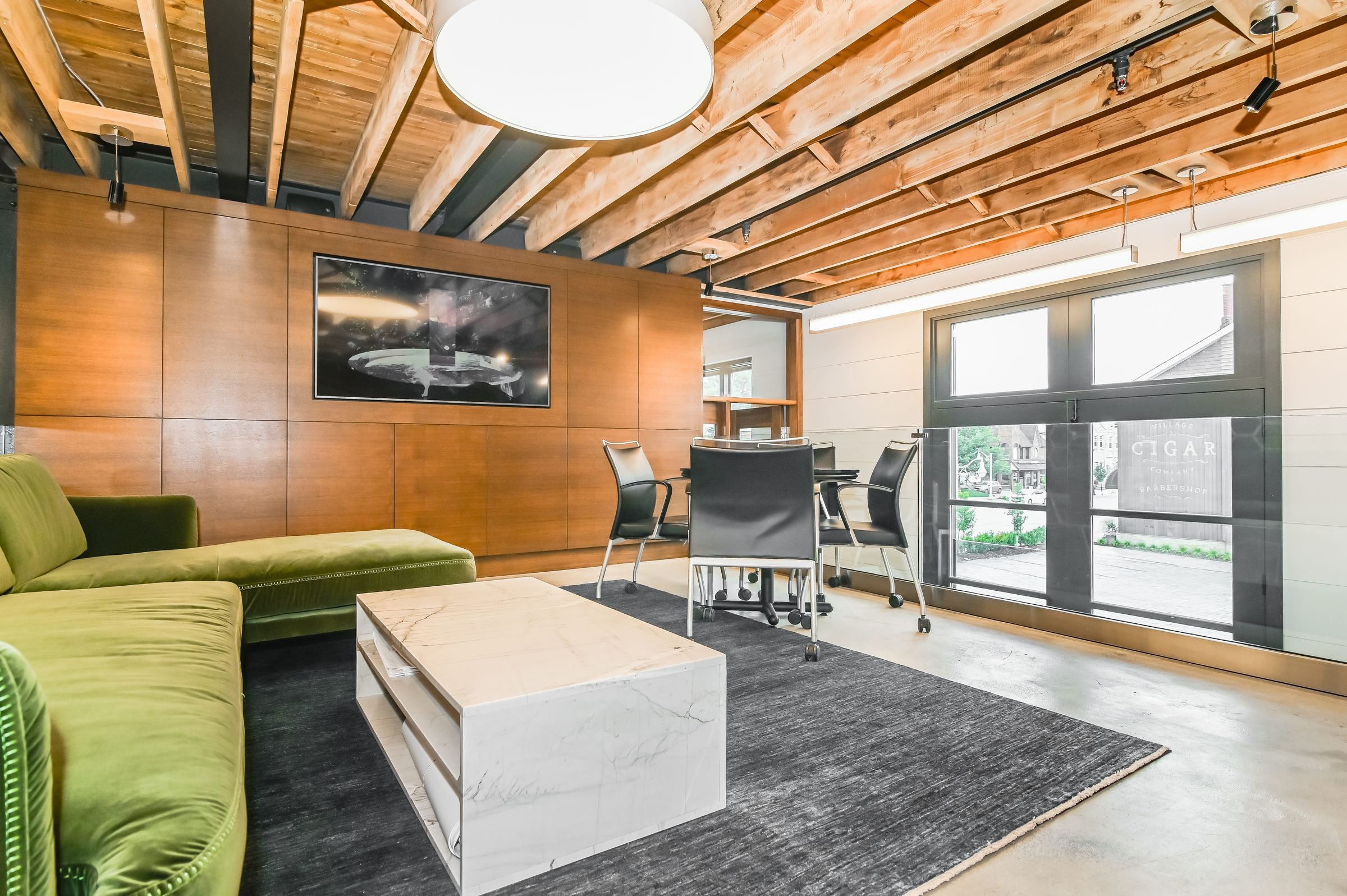 Lounge area with sofa and meeting table, Unit 200, 13 Cork Street East