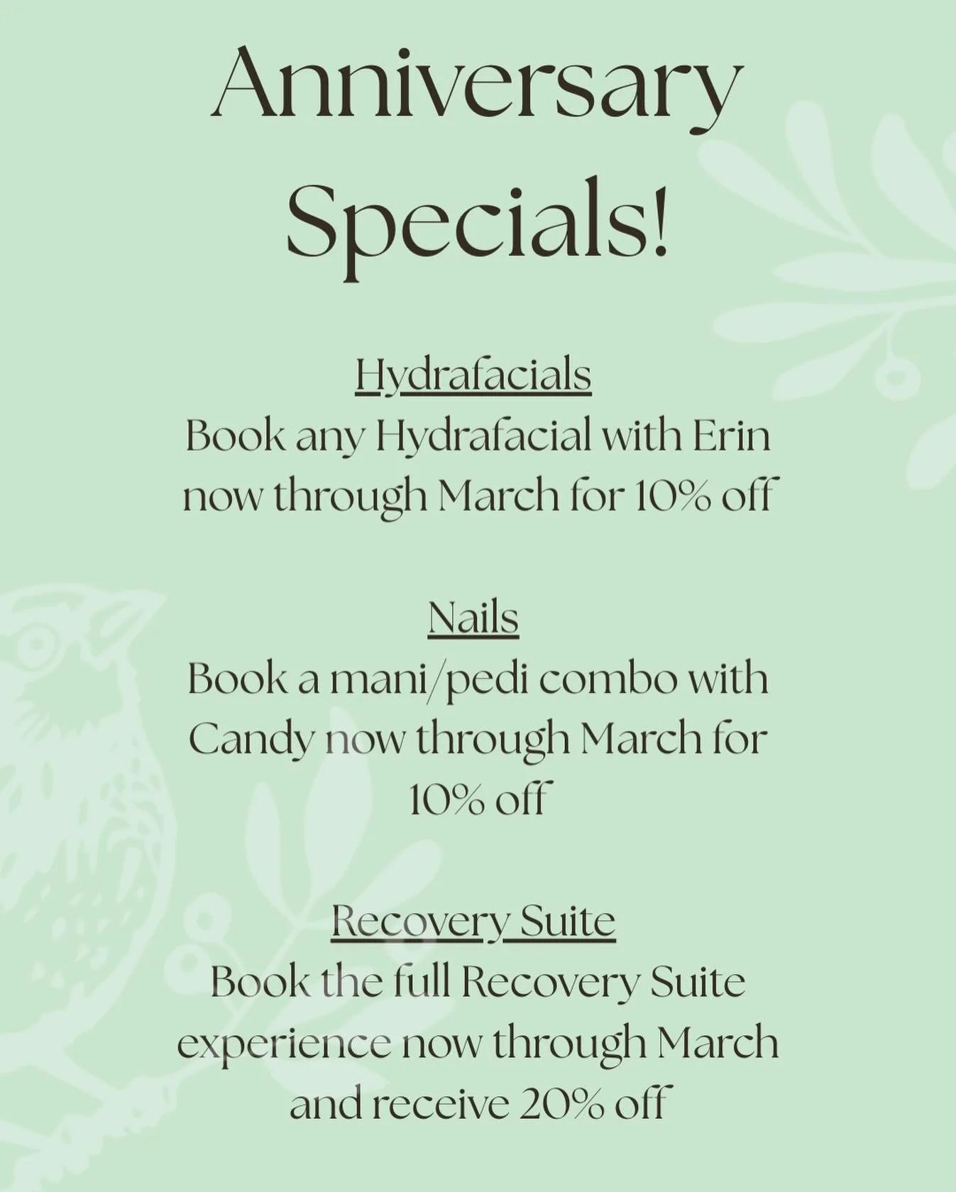 BOOK YOUR DISCOUNTED SERVICES! #hydrafaci̇al #naturalnails #infraredsauna #smallbusiness