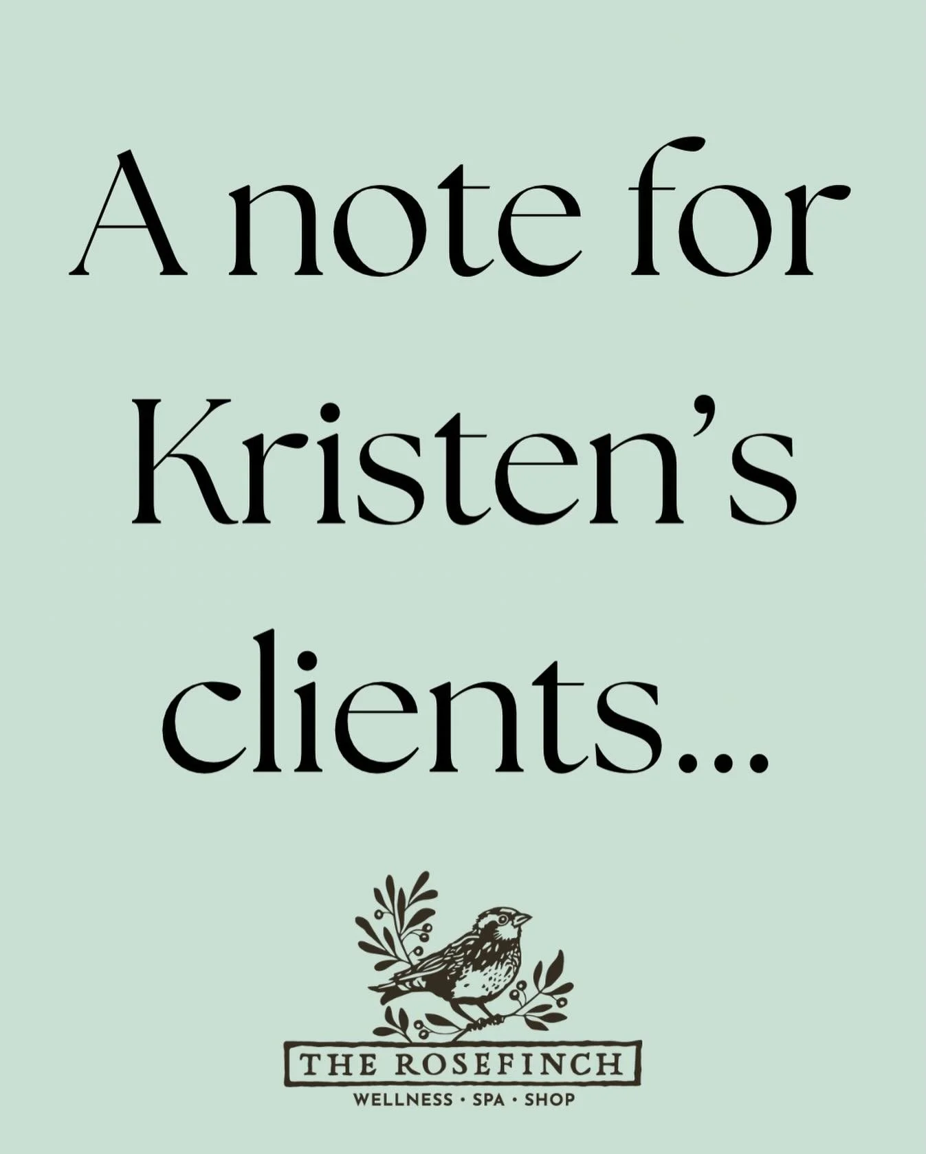 As many of you know, after 25 years as an esthetician, Kristen has limited her schedule to just two days a week with clients, Fridays and Saturdays. 

If you cannot find time on her schedule, please do not hesitate to book with either Morgan or Erin,