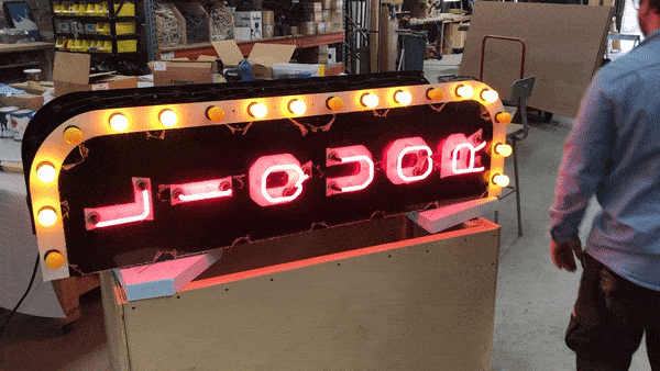 Lighting up the neon and chasing bulbs in our shop