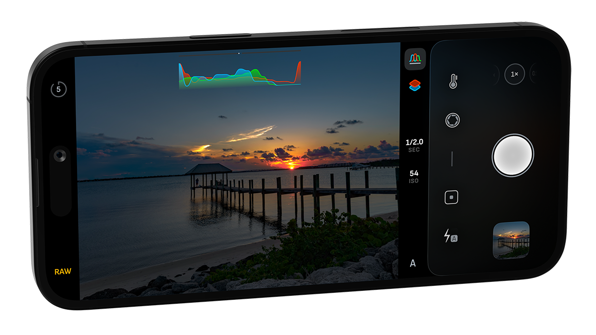 Camera M camera app and histograms.