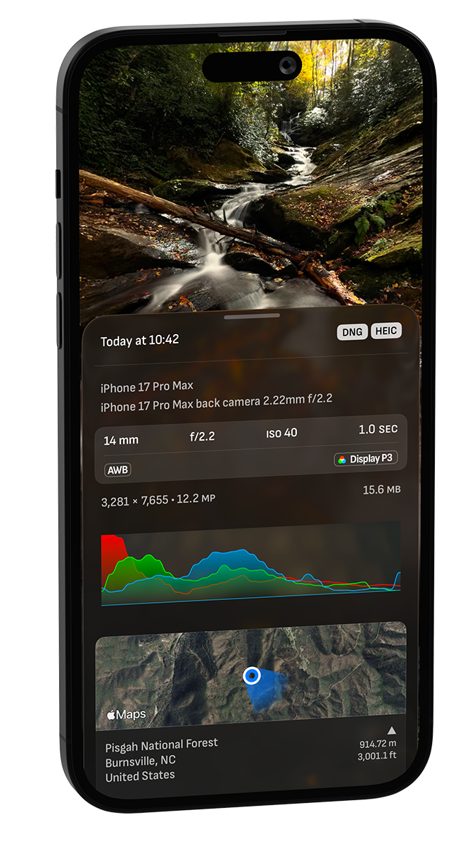 Camera M photo histogram.
