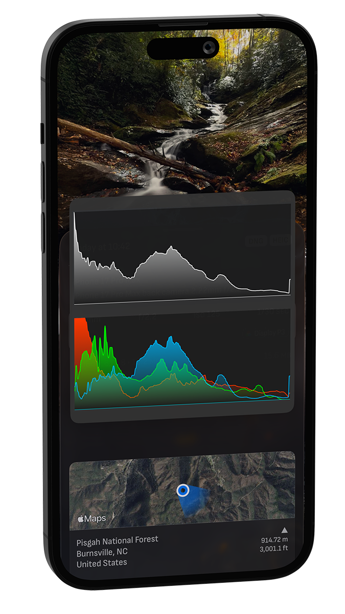 Camera M photo luminance histogram.