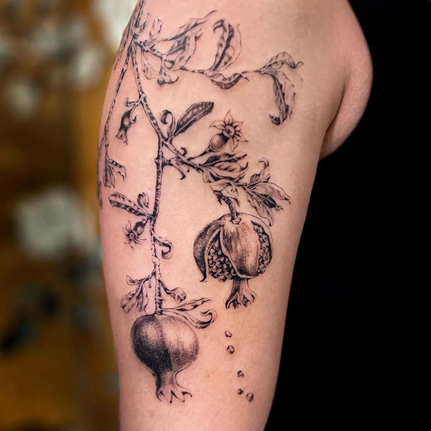 Pomegranates bursting with festive cheer ✨while you await my next VEGGIE DROP TONIGHT! 
A throwback to another fruit done for the incredible chef, Maia. Thank you for opening the doors to this beautiful fruit whose skin and texturing I&rsquo;ve come 