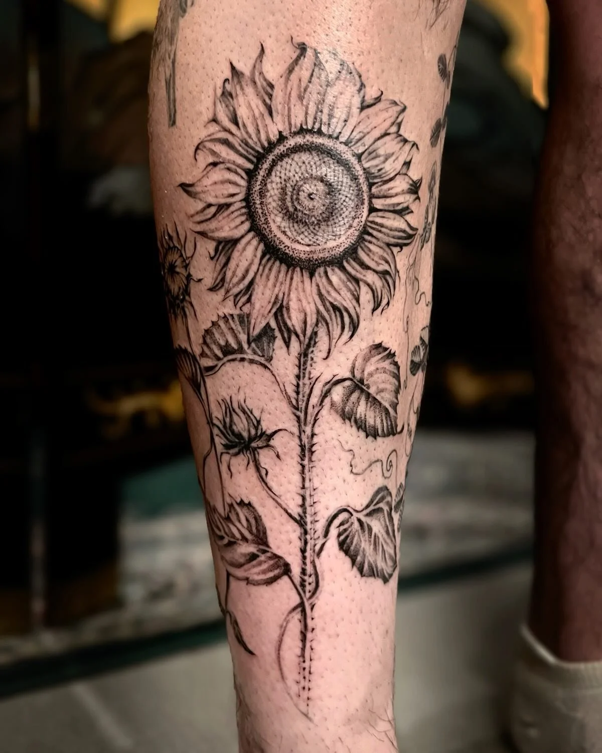 Sunflower fields and garden weeds for this flourishing garden leg for Christian 🖤 summer is coming in Chicago &amp; San Francisco! Thought of this one with blooms of flowers popping up all around us. Spring has passed, summer is upon us! Thank you a