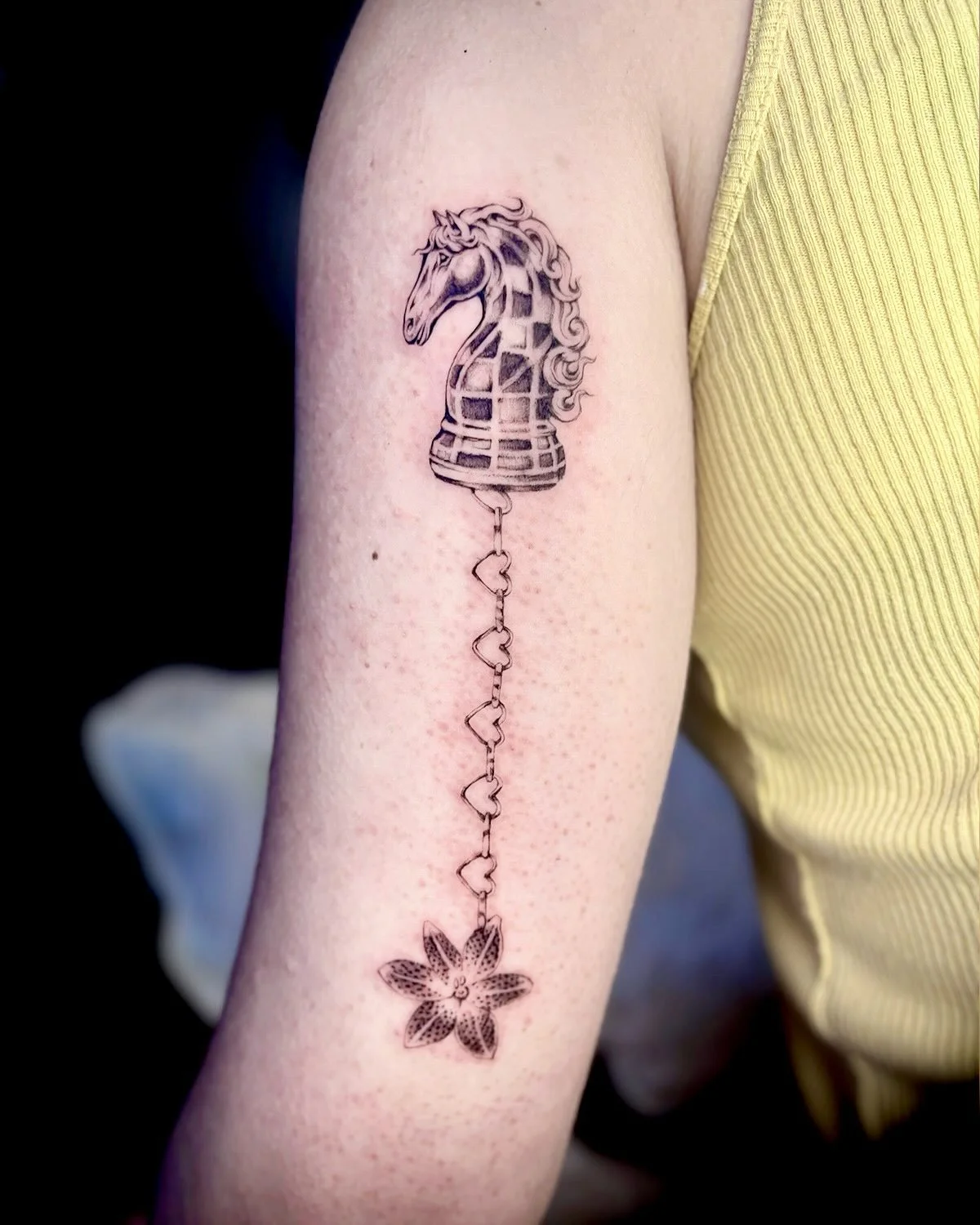 Chess flower ornament for Soraya ⛓️ thank you so much for adopting this very special piece! A nod to our horse year and inspired by these magnificent and absurdly real chess flowers 🌺 images created from names &amp; forever chained upon your arms! ?