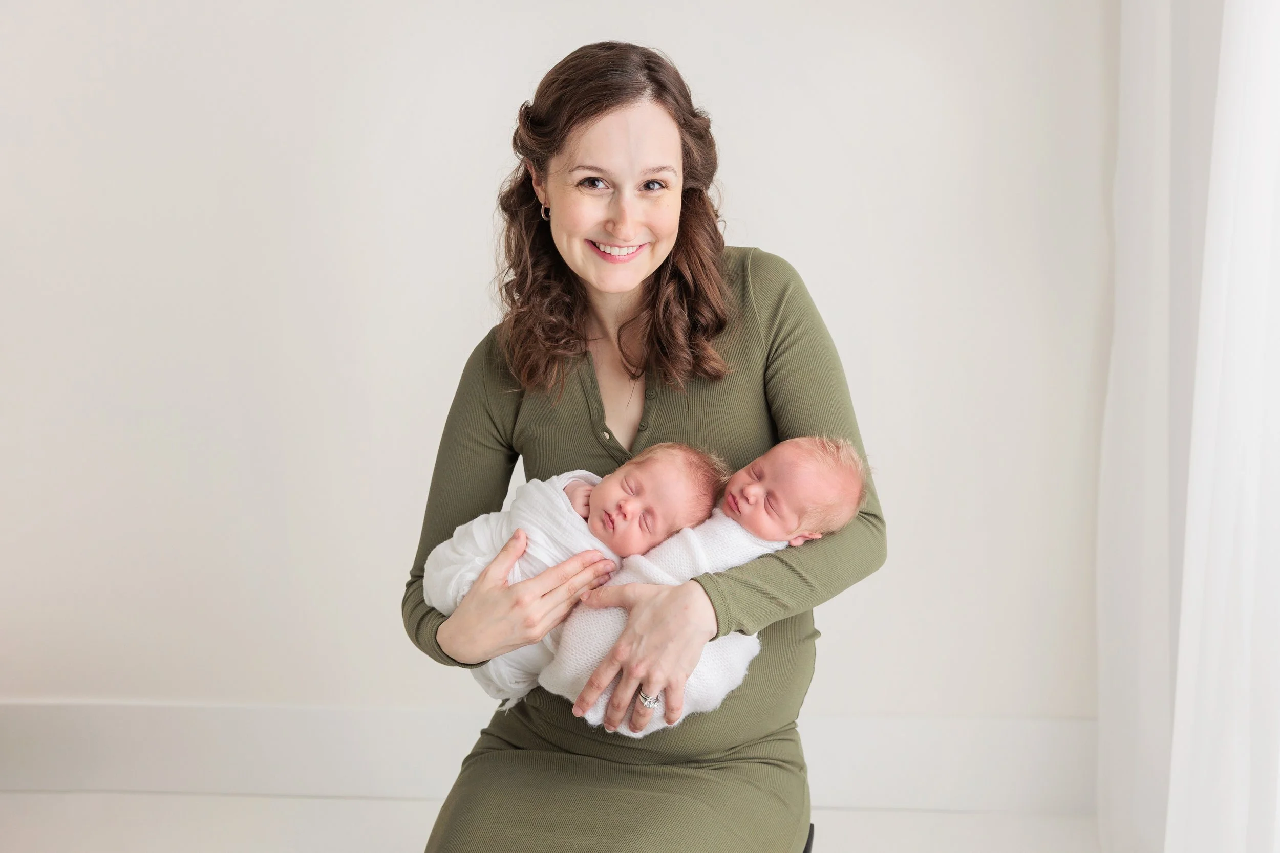 new mom with newborn twin boys