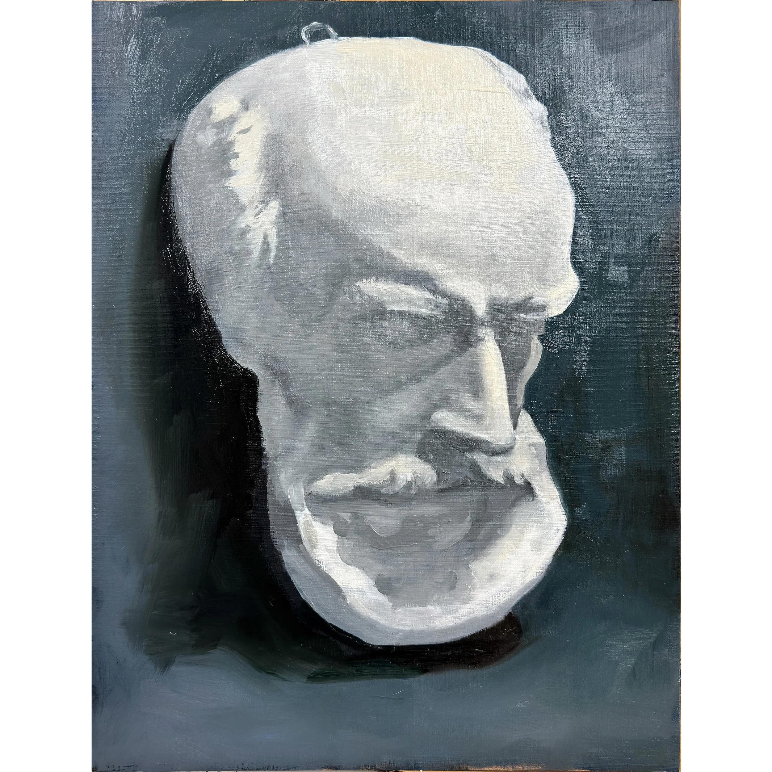 Saint Jerome Mask, oil on canvas work-in-progress. September, 2026.