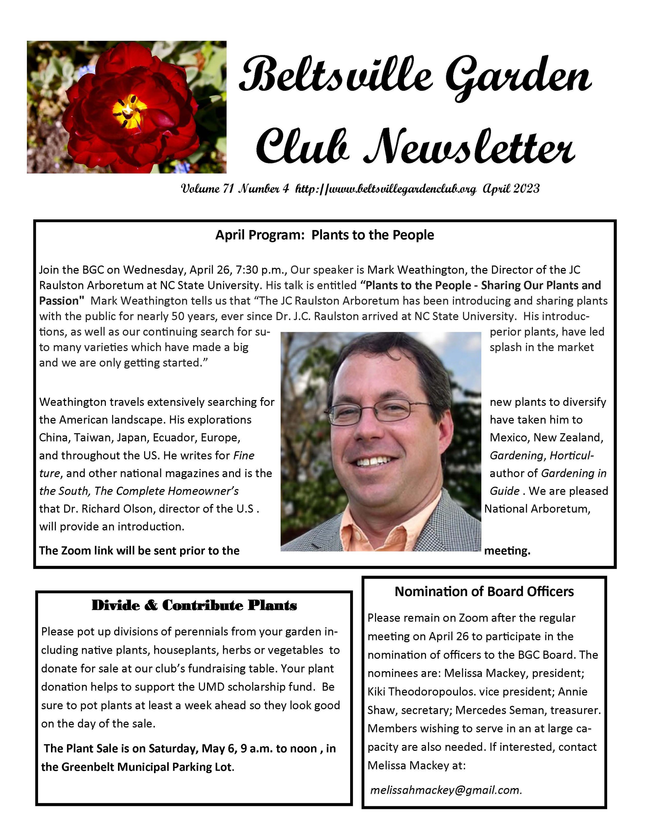 April 2023 (Volume 71, Number 4) — GreenbeltBeltsville Garden Club