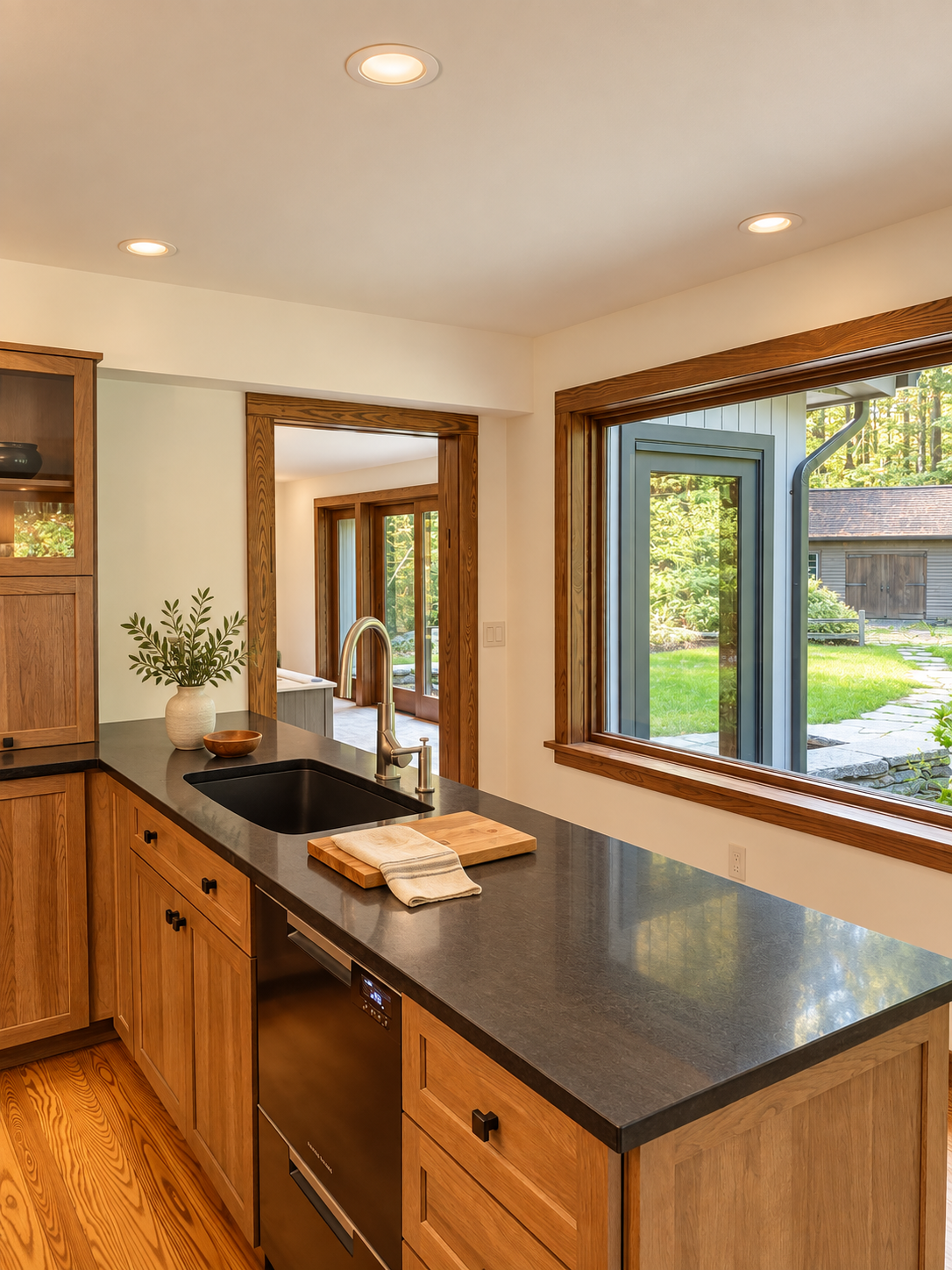 AFTER- Kitchen and entry into the new POOL Room