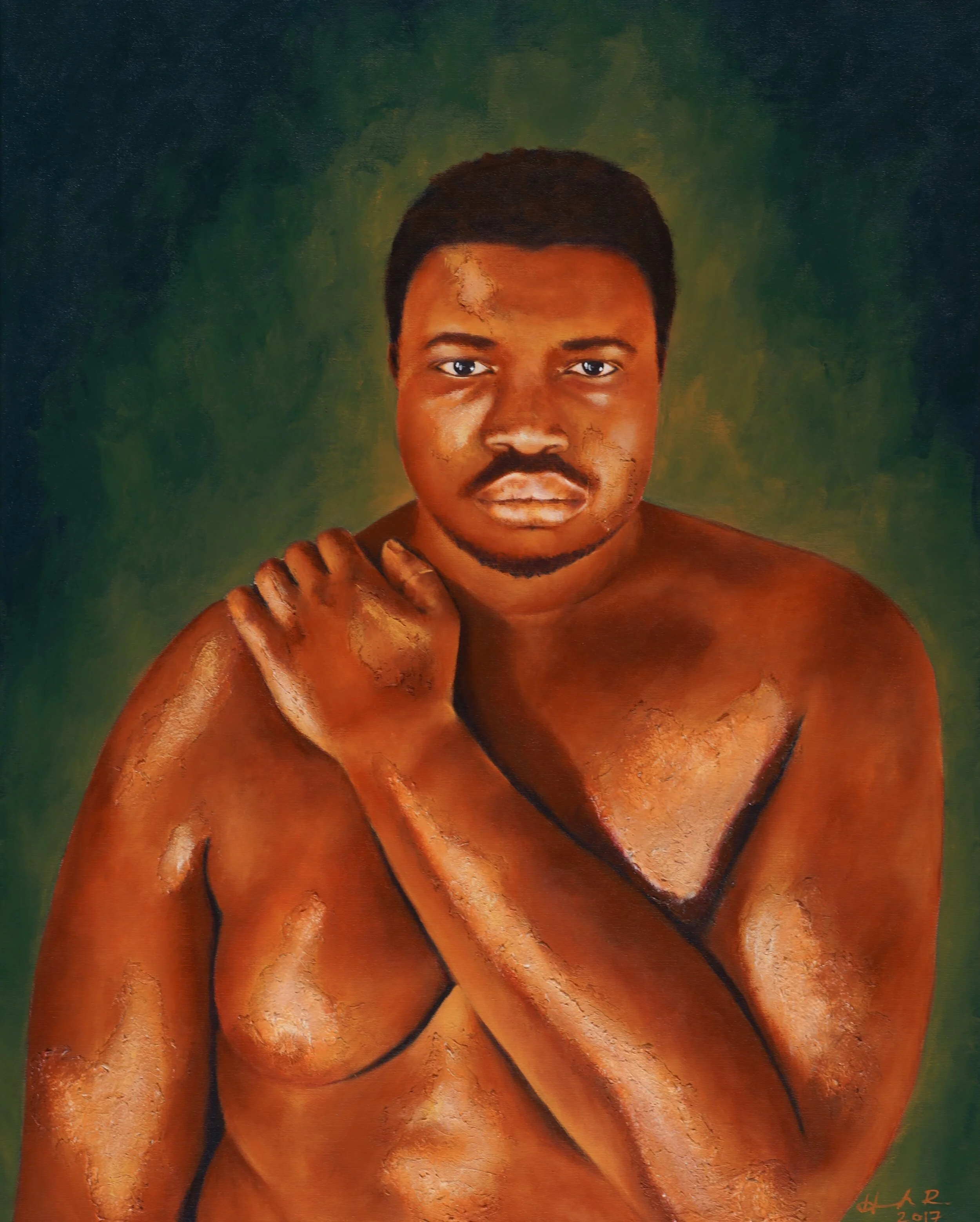 P., mixed media (acrylic and fiber paste), 24”x 30”, 2017.