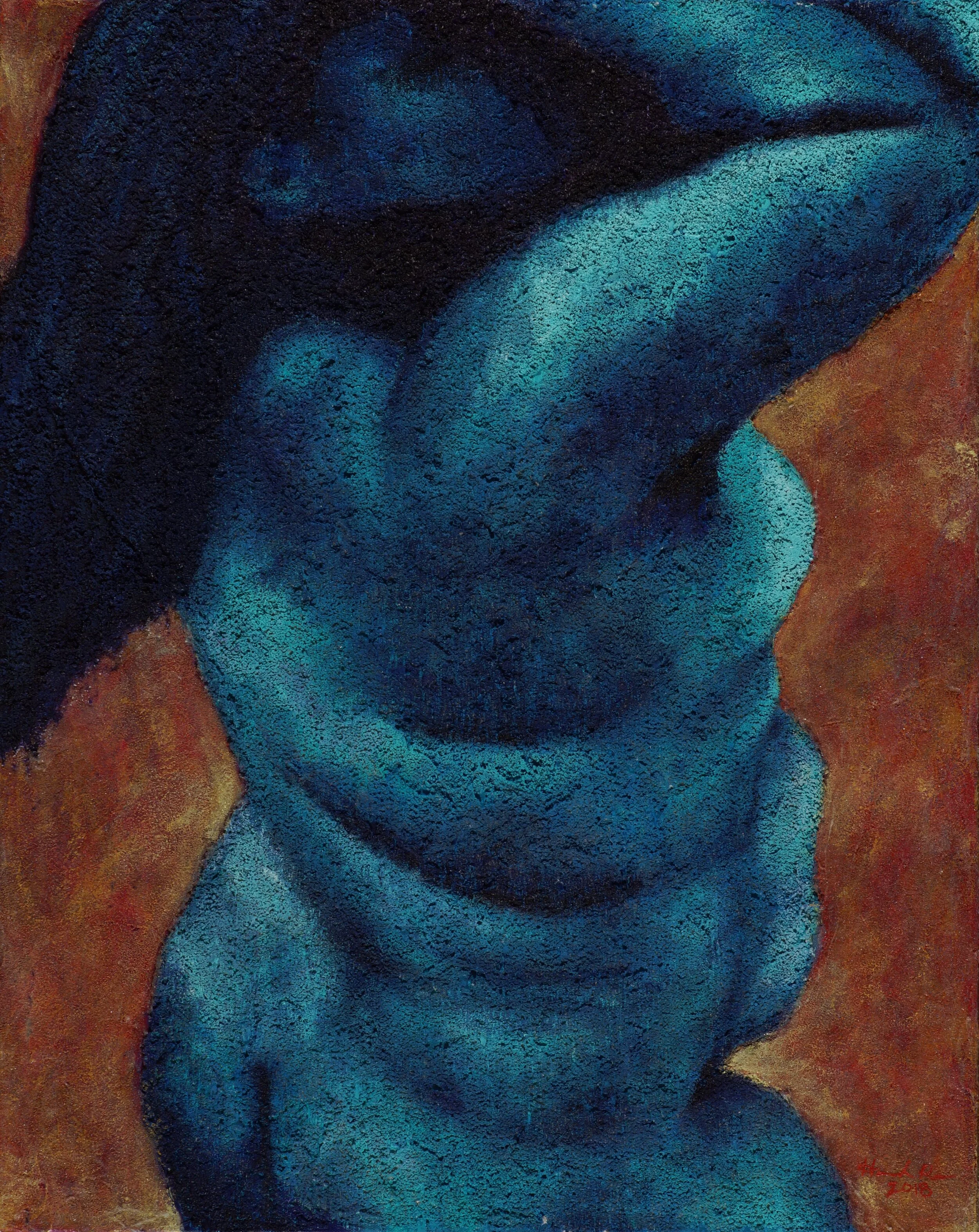 A., mixed media (acrylic, extra coarse pumice gel, and glass bead gel), 24” x 30”, 2018.