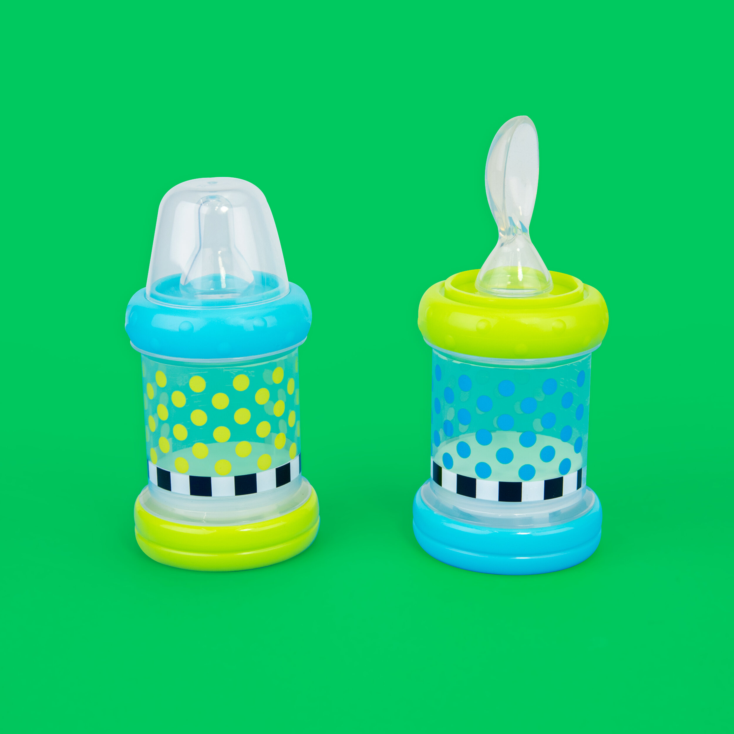 Baby Cereal Feeder Bottles Food Nurser Baby Set of 2 Count Nipple Spoon 