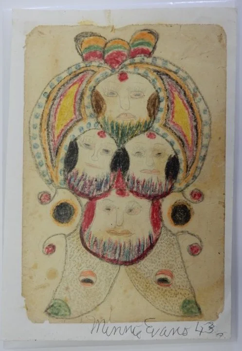 Untitled (Four Faces) by Minnie Evans, Circa 1940