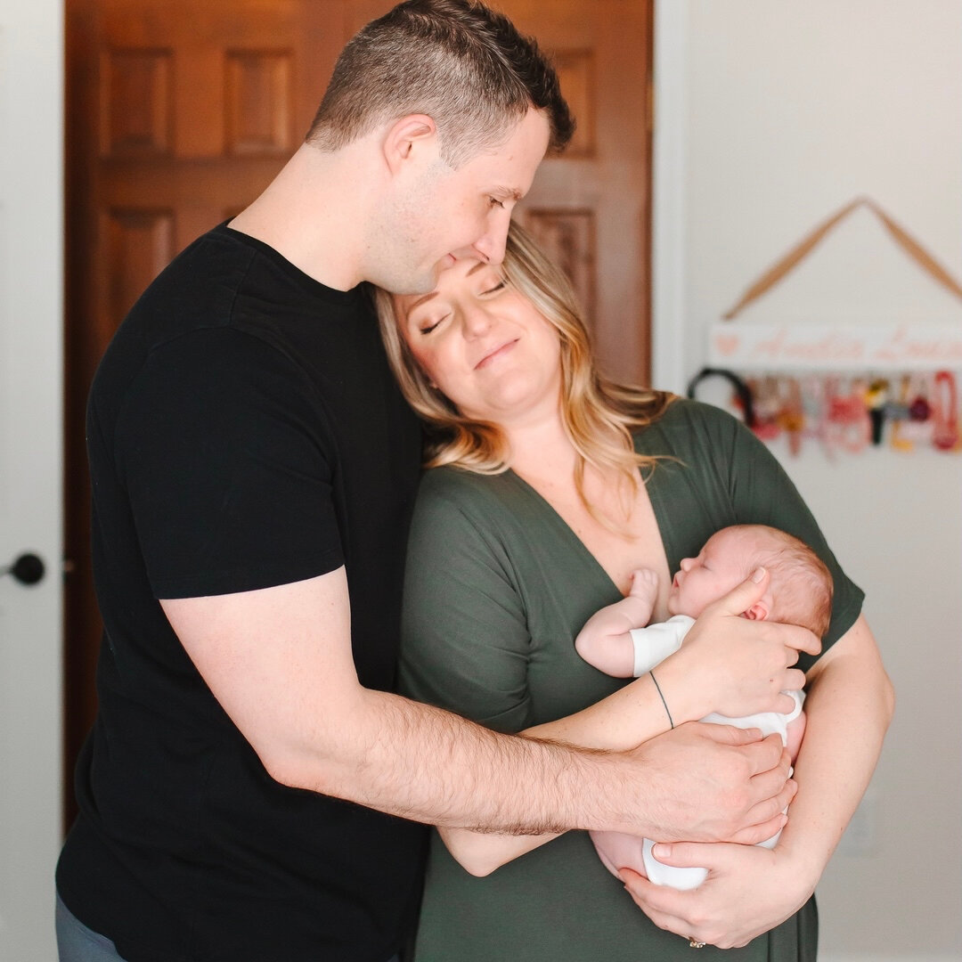 What better place to be than snuggled in the arms of the ones you love? Add to it, in the space that you are the most comfortable. In-home newborn sessions make all of this possible. No awkward posing, no naked baby laying alone on a beanbag in awkwa