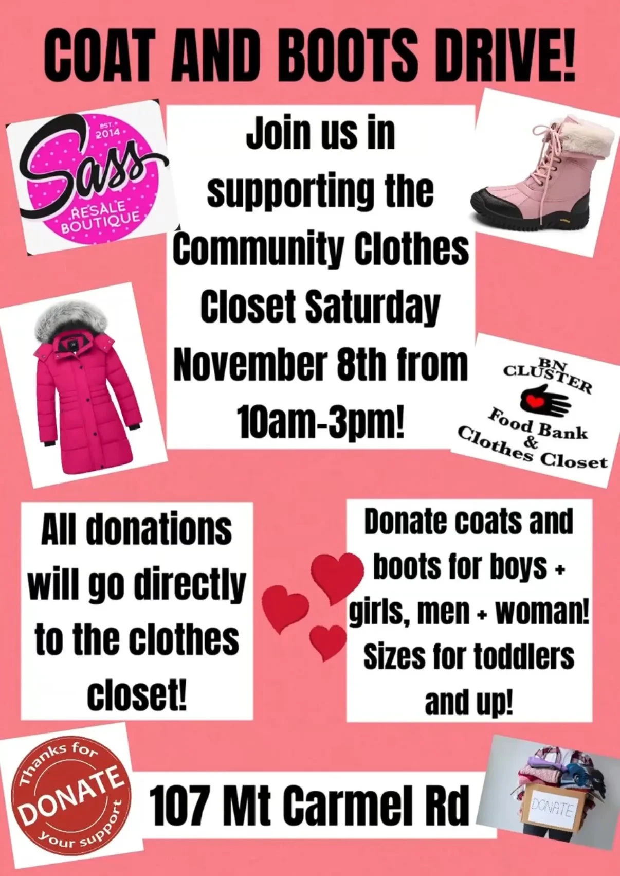 Coat Drive to Benefit “The Clothes Closet “ Parkton 